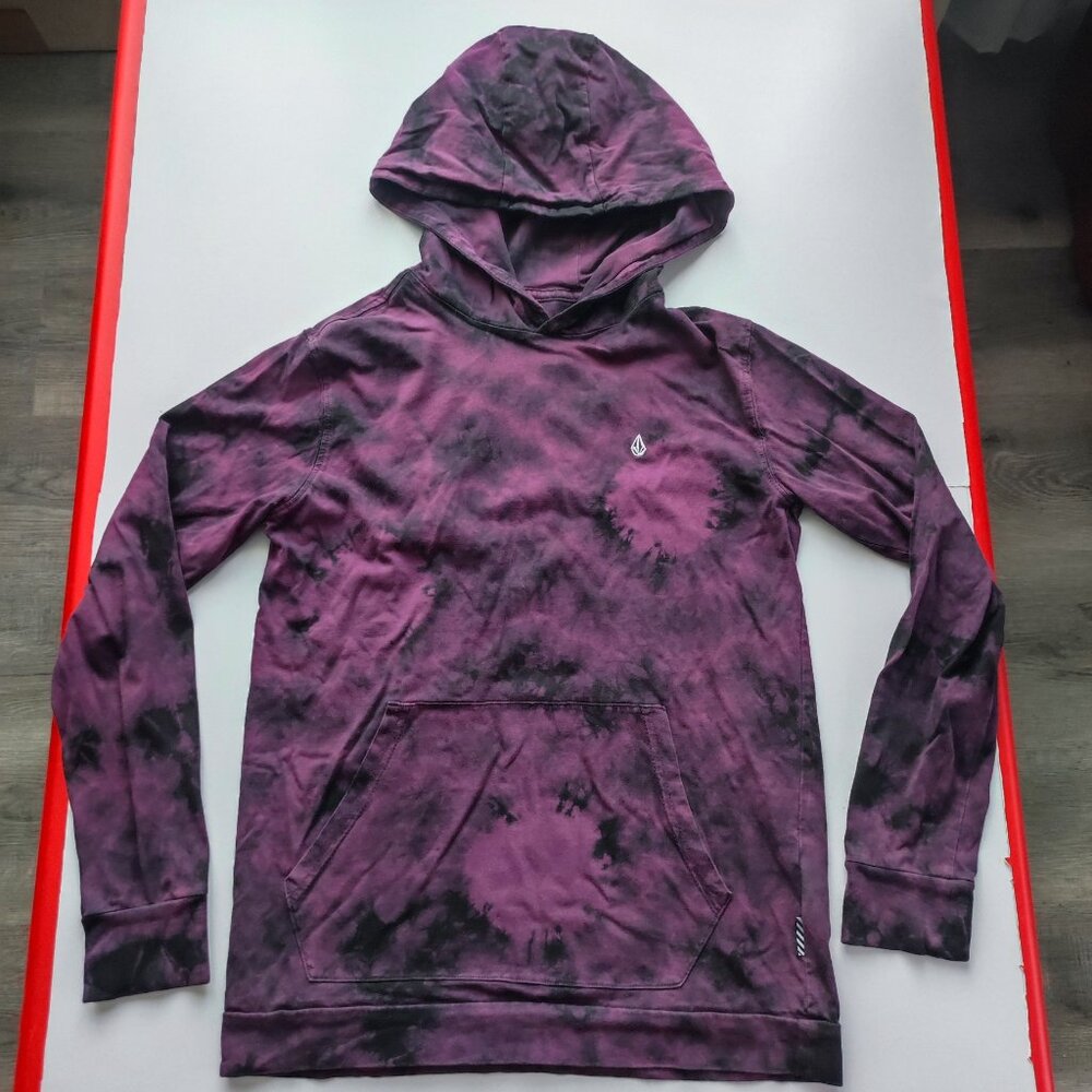 Volcom Purple and Black Tie-Dye Pullover Hoodie